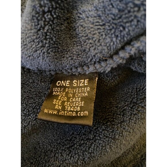 Plush Blue Intimo Unisex Robe With Tie Belt One Size 100% Polyester Cozy & Soft - Picture 4 of 6